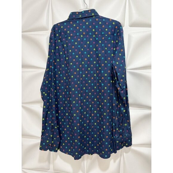 Visconi Black Sz XXL 2XL Mens Floral Dot Print Button Up Shirt Colorful Blue - Picture 4 of 6